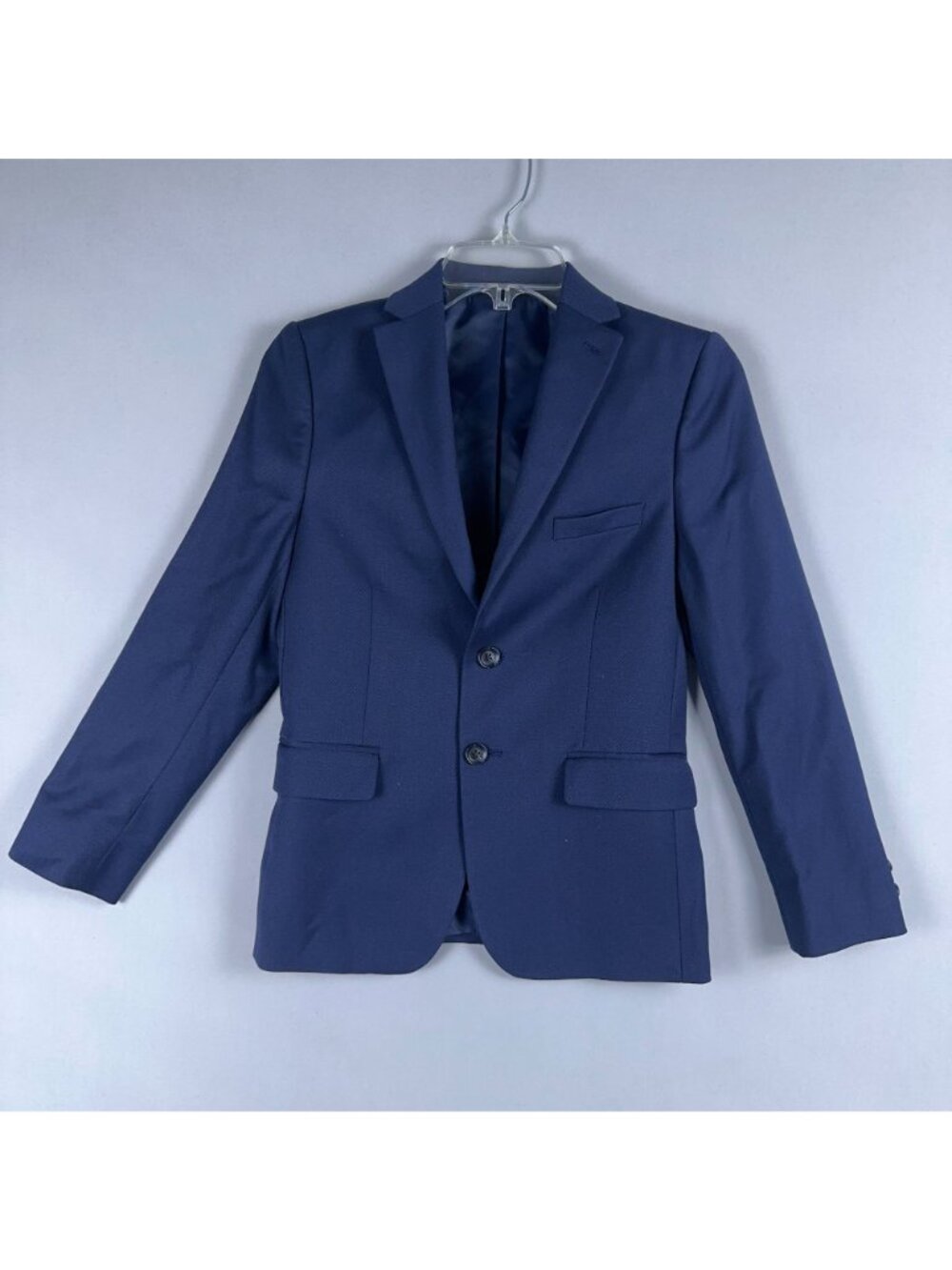 Kenneth Cole Reaction Blazer Jacket Women Size 12R Navy Blue Slim Fit Two Button